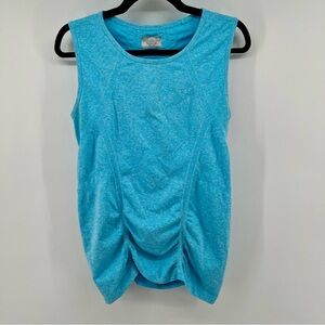 Athleta Turquoise Sleeveless Ruched Front Tank top blue size large